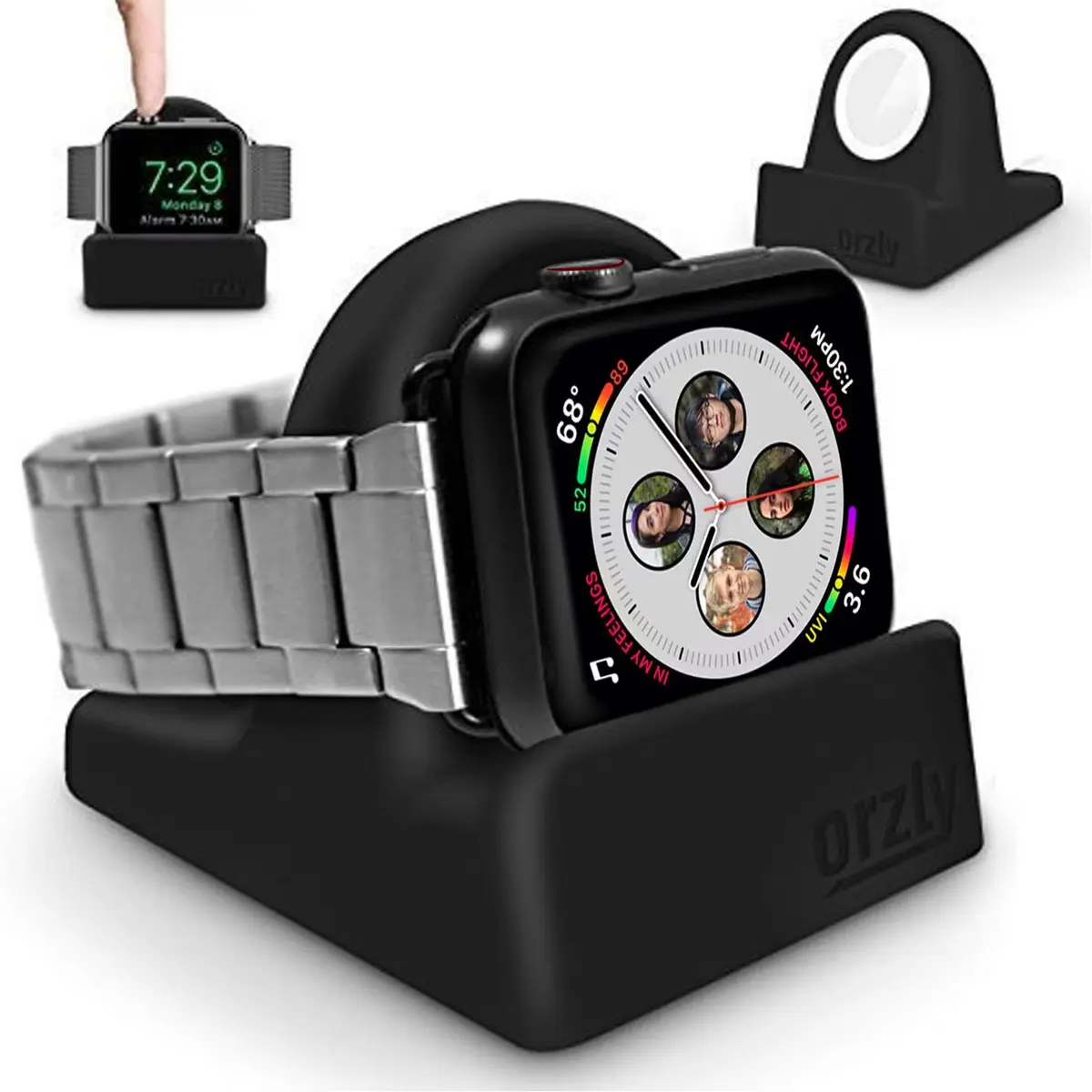 Orzly Apple Watch Charger Stand Durable TPU Compact Black | Fits All Series & Sizes - view 6