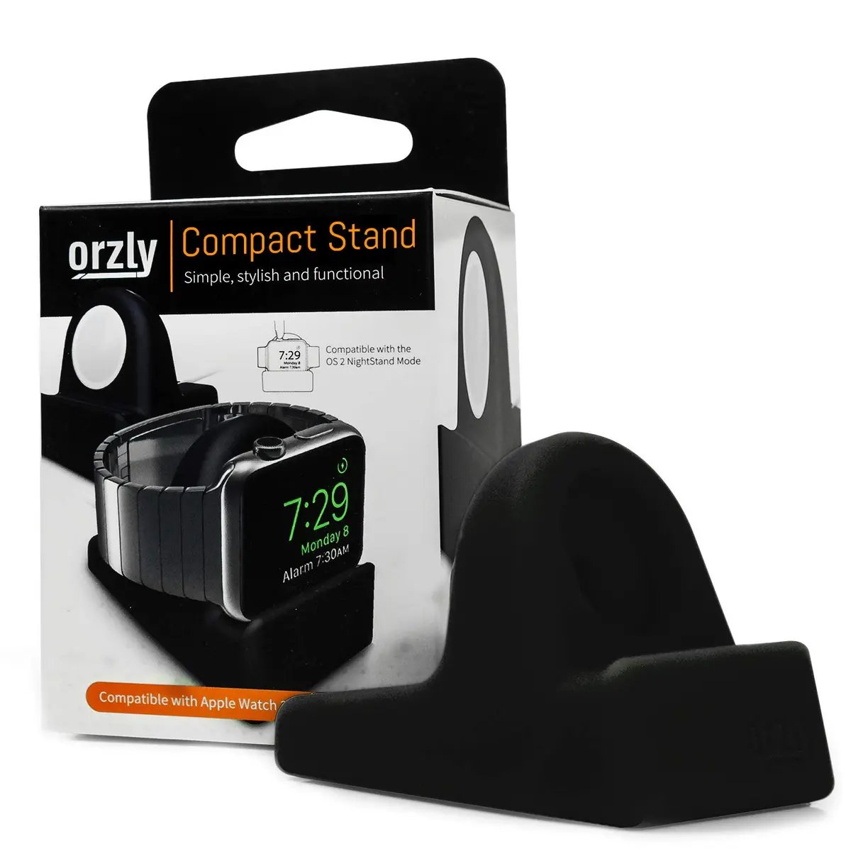 Orzly Apple Watch Charger Stand Durable TPU Compact Black | Fits All Series & Sizes - view 3