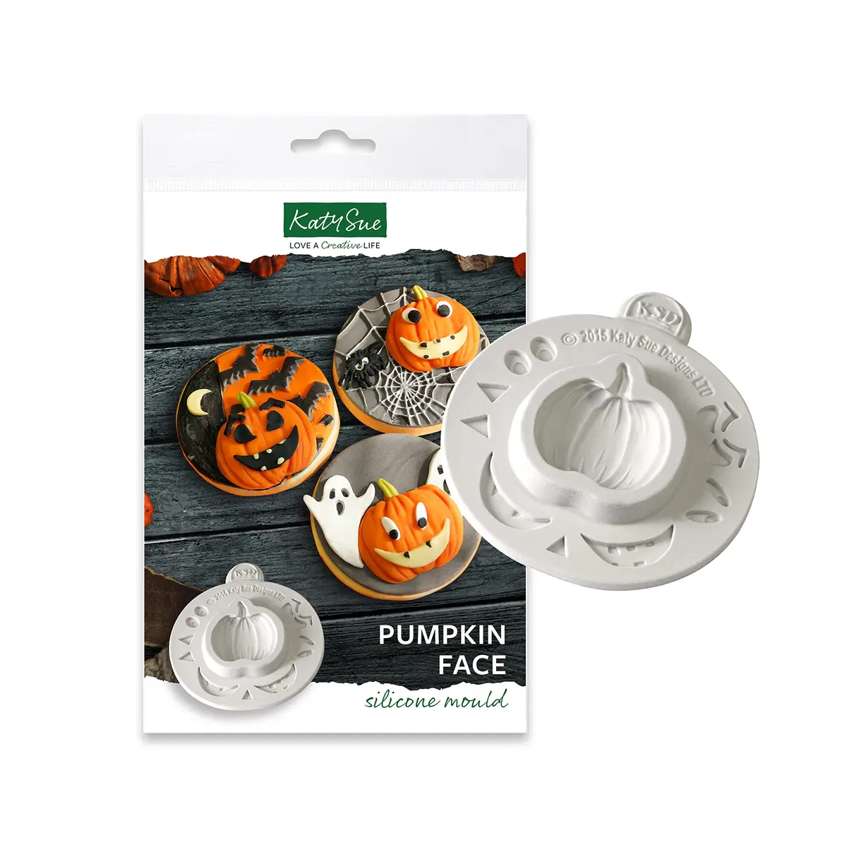 Katy Sue Pumpkin Face Silicone Mold for Halloween & Fall Cake Decorating & Crafts - 1.7 x 1.6 x 0.4 Inch Pumpkin Size | Food-Grade Silicone - main product image