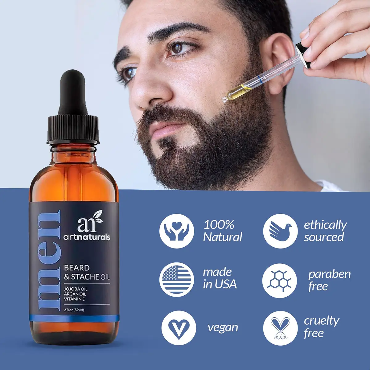 Artnaturals Unscented Beard Oil 2 fl oz | Nourishing, Vegan, No Residue, Softens & Thickens - view 4