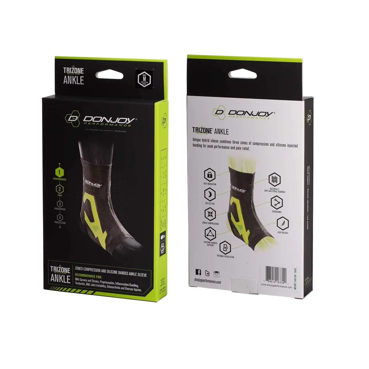 DonJoy Performance TRIZONE Ankle Brace Medium | Zonal Compression & Support for Active Adults - view 6
