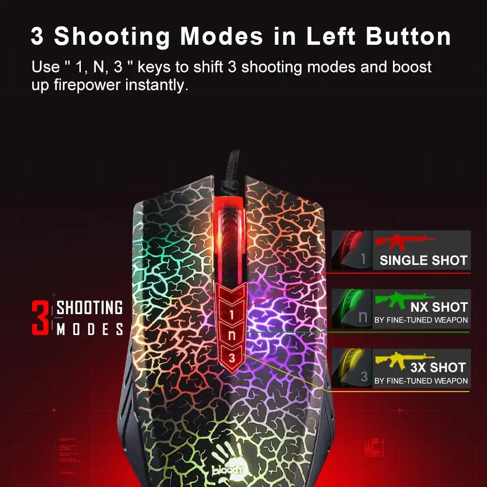 Bloody A70 II Optical Gaming Mouse with Light Strike Switch & Scroll | 8000 DPI, 0.2ms Response - view 4