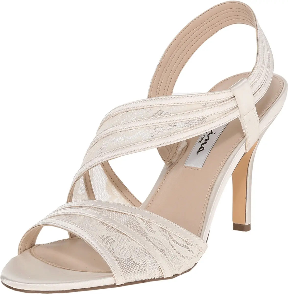 NINA Vitalia Dress Sandal Ivory 6 M US | Mesh Faux Suede Dress Shoe for Women - main product image