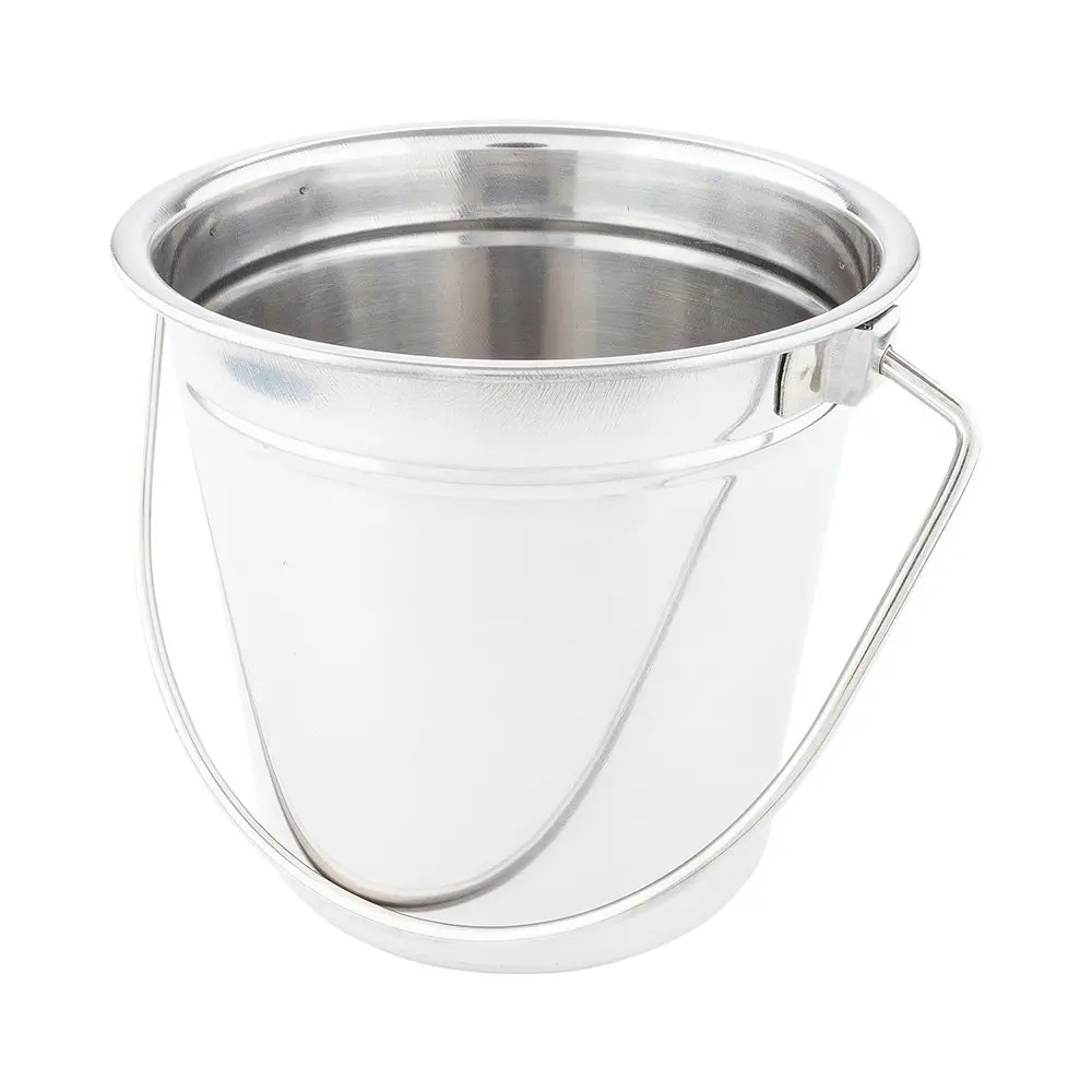 Restaurantware 28 oz Metal Bucket Round Silver Pail Food Safe Stainless Steel - view 2