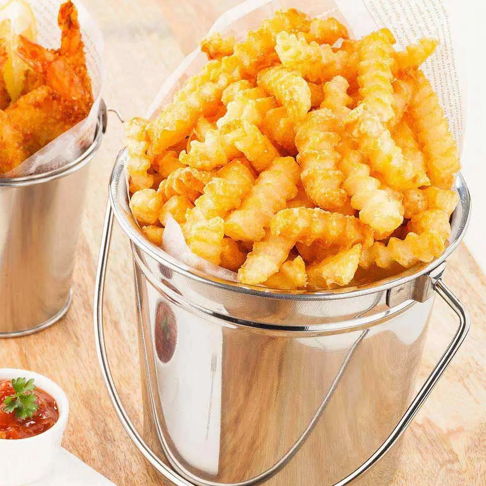 Restaurantware 28 oz Metal Bucket Round Silver Pail Food Safe Stainless Steel - view 3