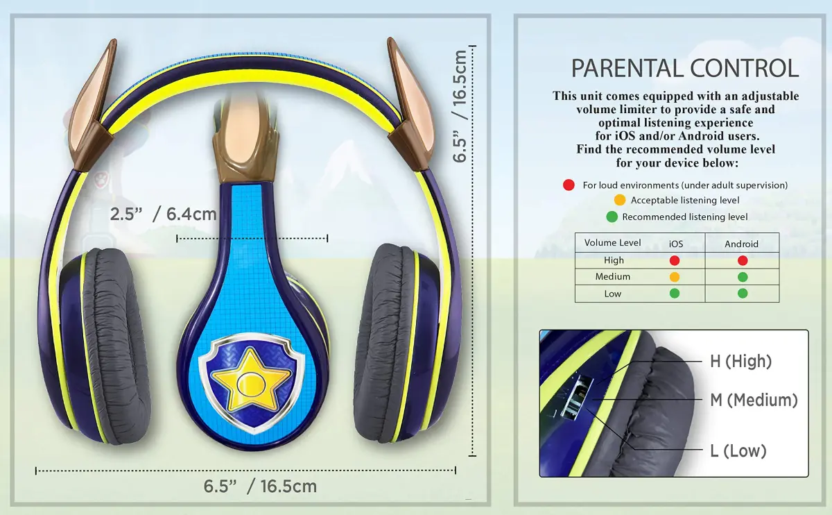 eKids Paw Patrol Chase Kid-Friendly Headphones with Volume Limiting | 3.5mm Jack - view 6