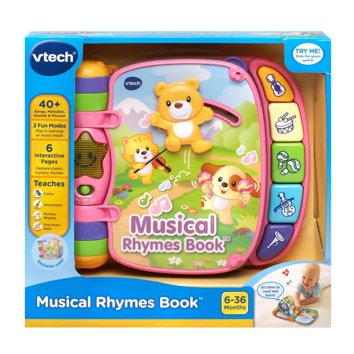 VTech Musical Rhymes Book, Pink | Electronic Learning Toy for 6-36 Months - view 7