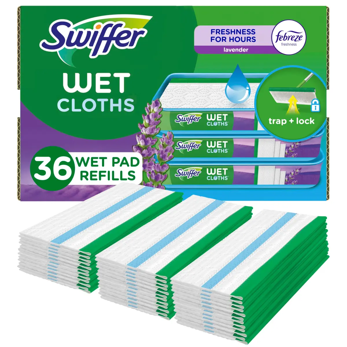 Swiffer Wet Mopping Pad Refills for Floor Mop Open Window Fresh Scent 12 Count - 4 Pack | 48 Count Total - main product image