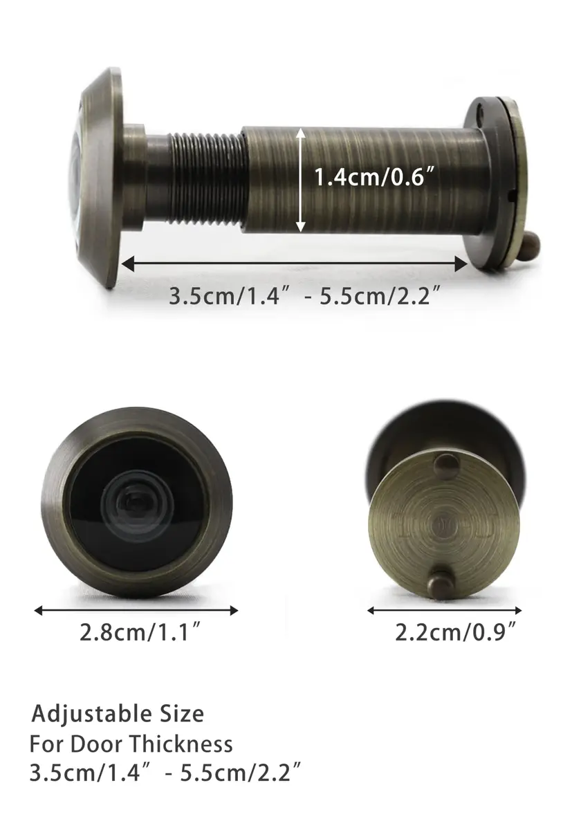 TOGU Solid Brass UL Listed Door Viewer 220-Degree View with Privacy Cover 5-Pack | 28mm (1.1") Top Diameter, Fits 35-55mm Doors - view 2