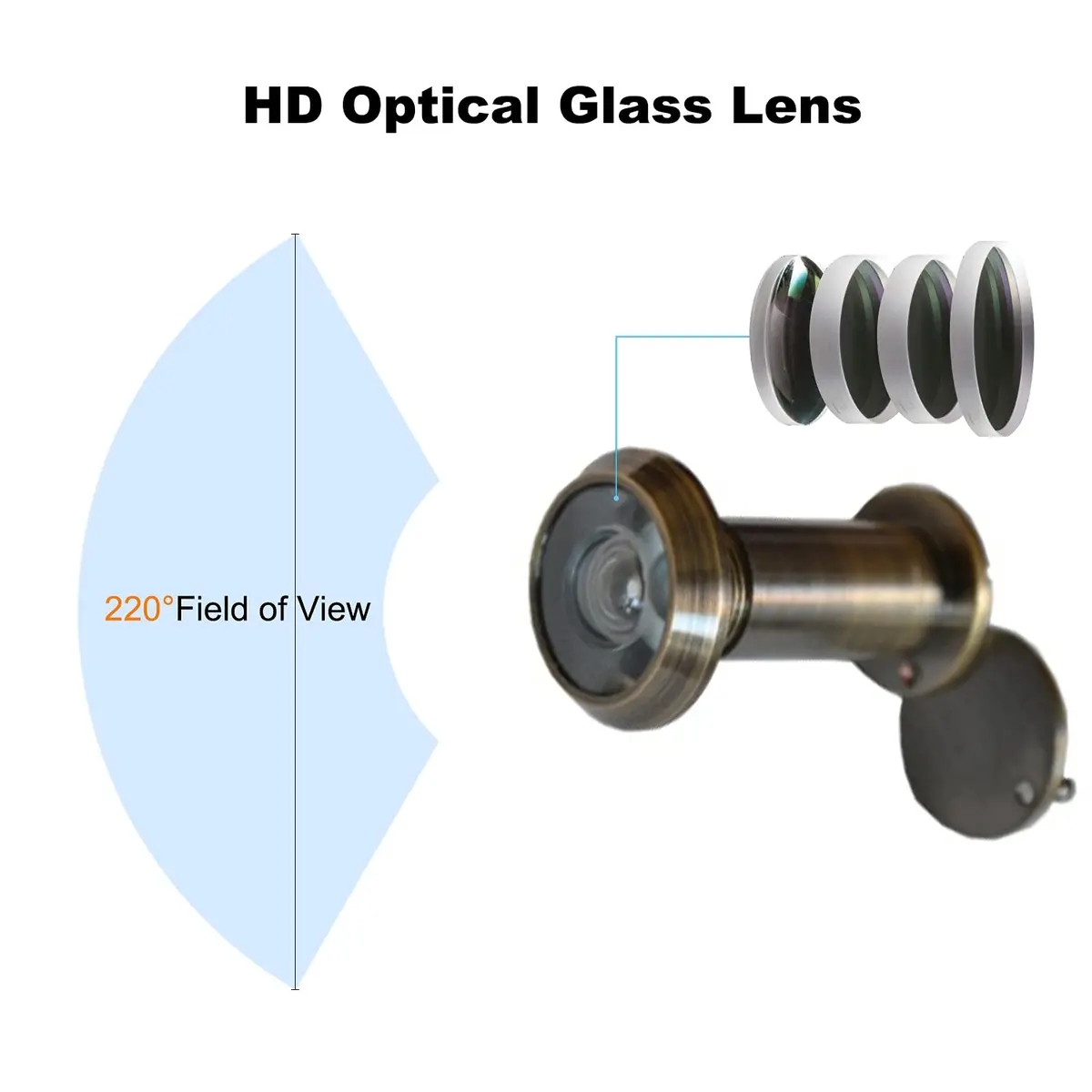 TOGU Solid Brass UL Listed Door Viewer 220-Degree View with Privacy Cover 5-Pack | 28mm (1.1") Top Diameter, Fits 35-55mm Doors - view 4
