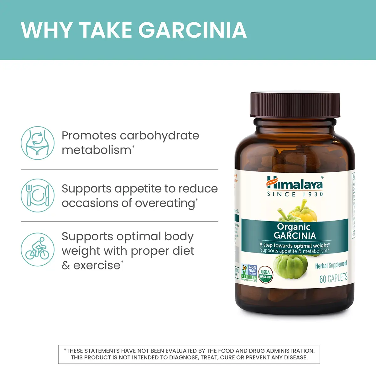 Himalaya Organic Garcinia Cambogia Herbal Supplement 600 mg | Appetite & Lipid Support, USDA Organic, Vegan, 120 Caplets - view 4