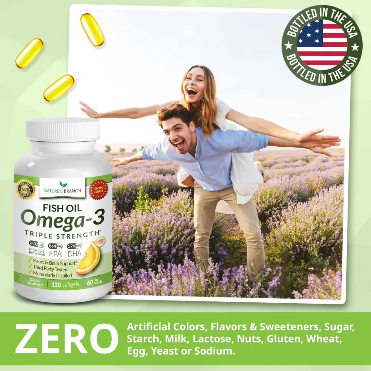 NATURE'S BRANCH Triple Strength Omega 3 Fish Oil 2400mg (120 Count) | Heart, Brain & Eye Health Support with EPA & DHA - view 8