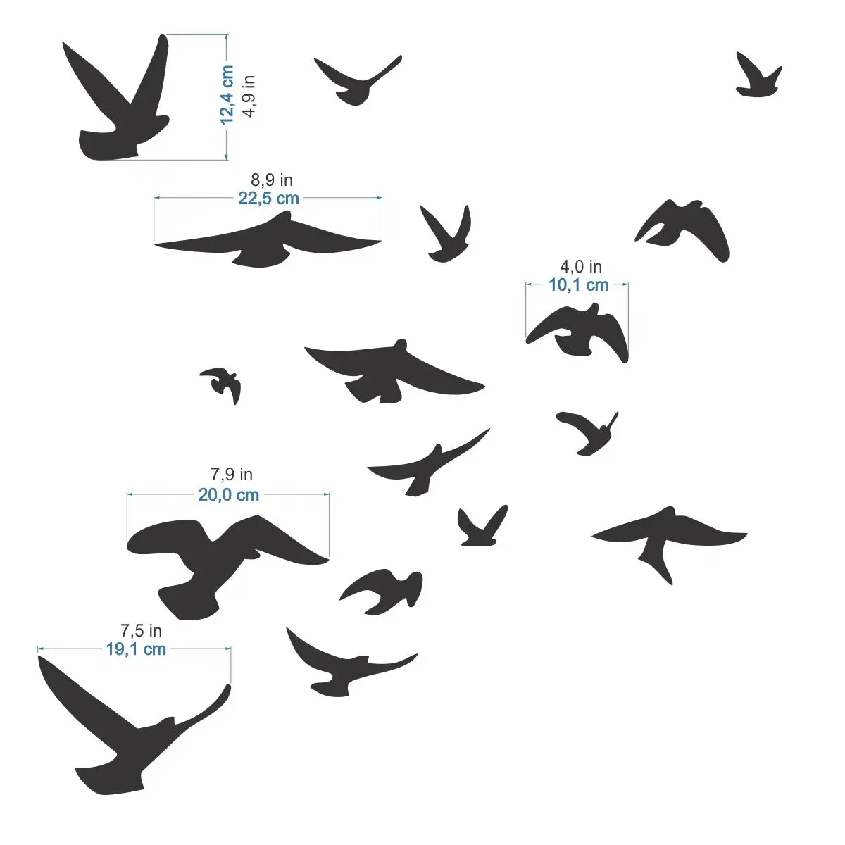 Decooo.be Anti-Collision Bird Strike Window Decals - Black Silhouettes Set of 17 | Prevents Bird Collisions - view 3