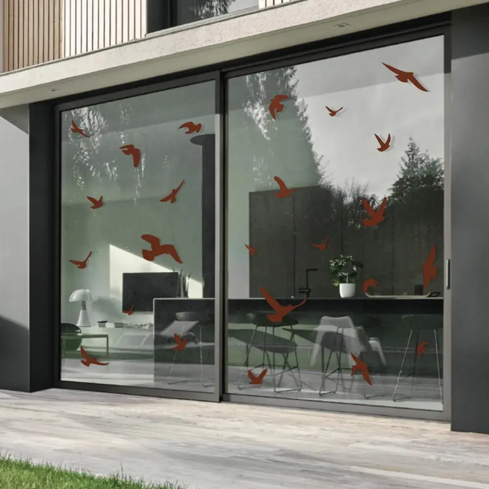 Decooo.be Anti-Collision Bird Strike Window Decals Set of 17 Silhouettes | Brown | Prevents Bird Collisions - main product image