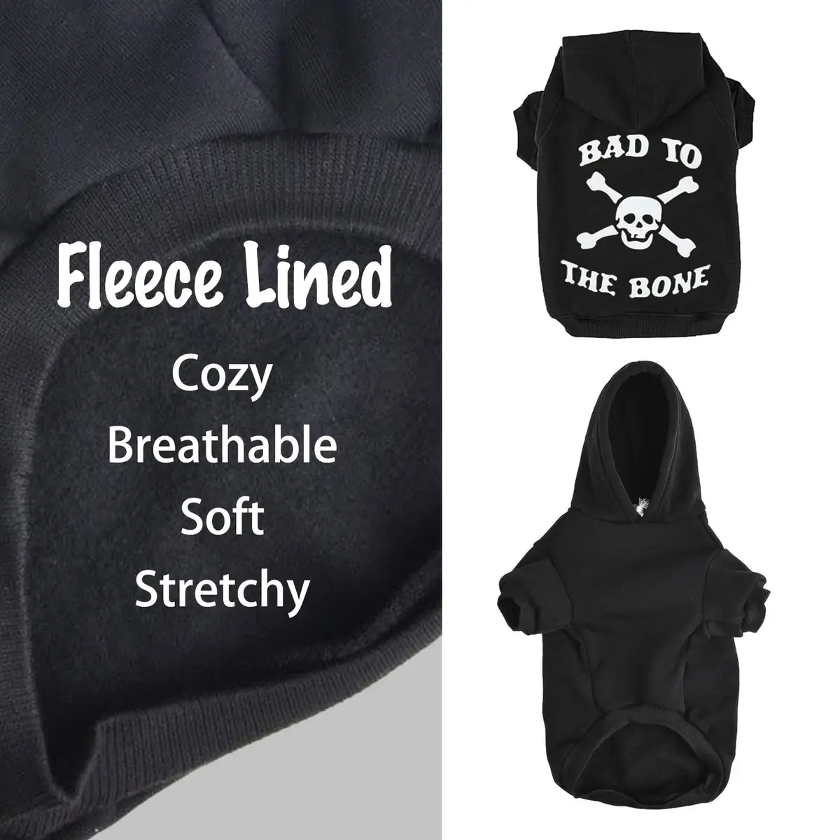 EXPAWLORER Dog Hoodie - Bad to The Bone Halloween Sweater XS | Cozy, Durable & Stylish - view 2