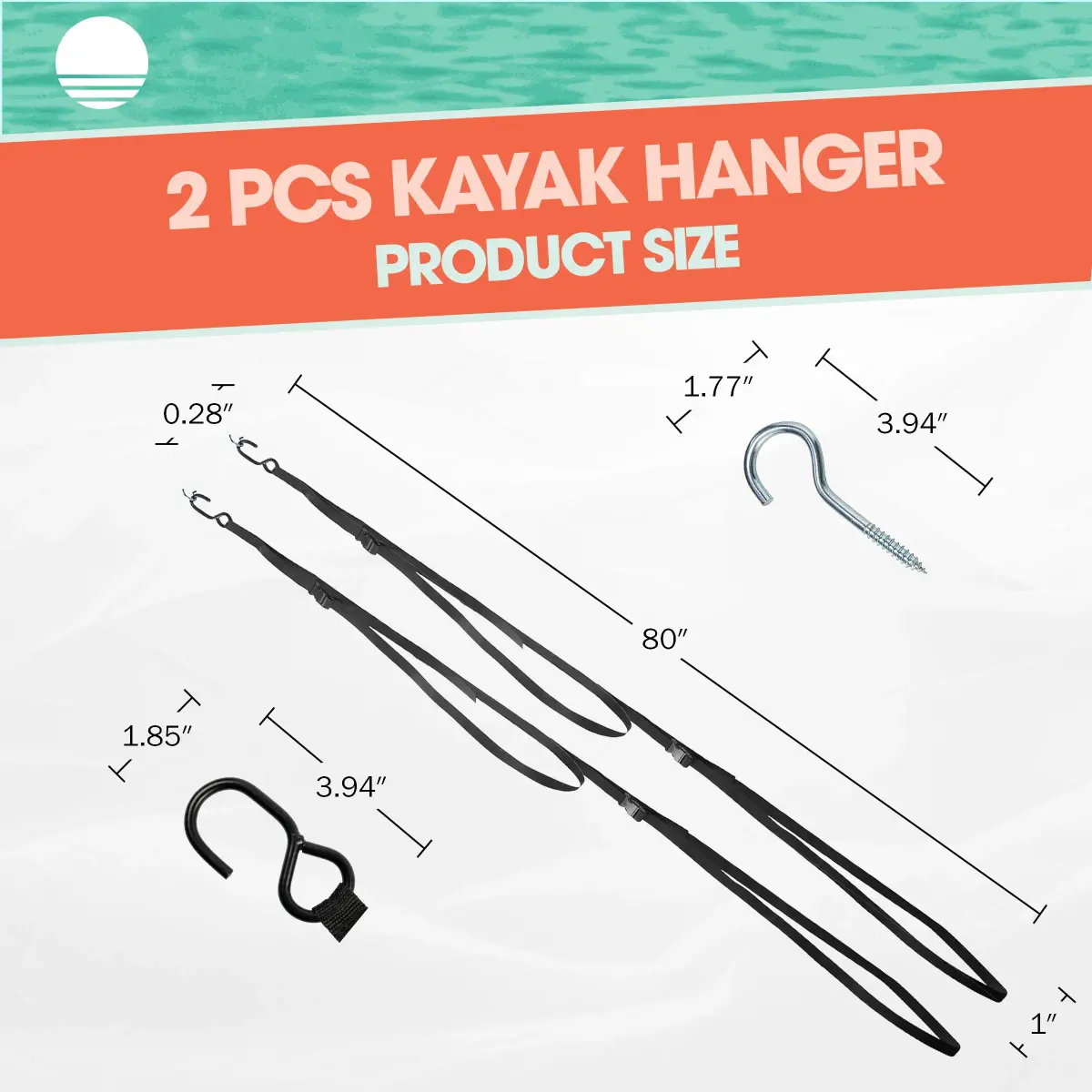 RAD Sportz Double Kayak Rack - Hanging Storage Straps with 100 lb Capacity | Stores 2 Kayaks, Canoes, SUPs, Surfboards - view 2