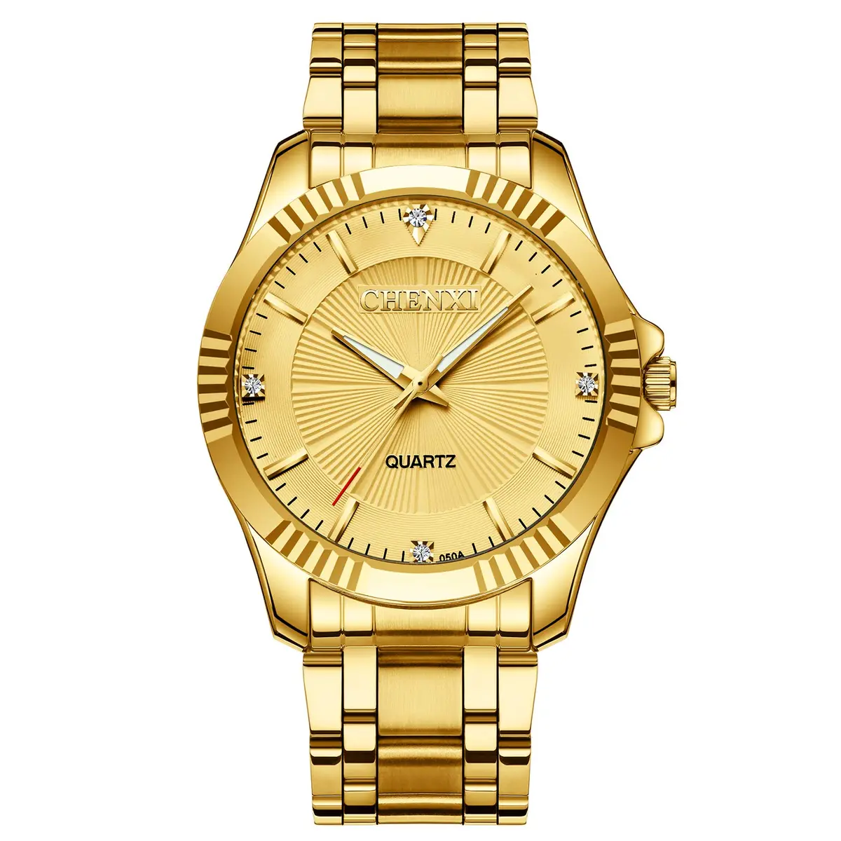 DREAMING Q&P Gold Stainless Steel Men's Business Wrist Watch | Water-Resistant 10m | Crystals - main product image
