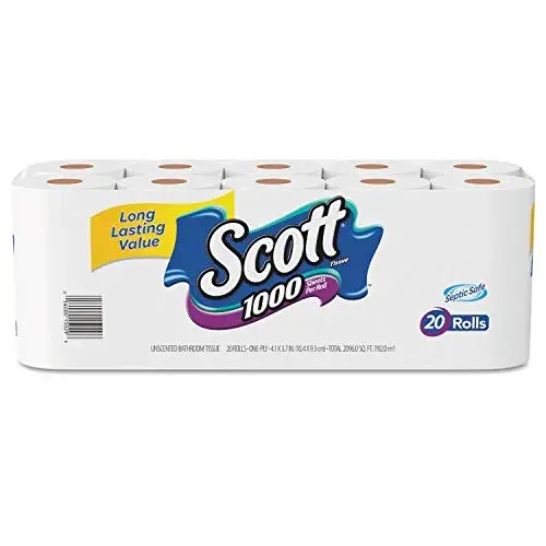 Scott 1000 Bathroom Tissue 1-Ply 40 Rolls (40,000 Sheets Total) | Septic-Safe & Biodegradable - main product image