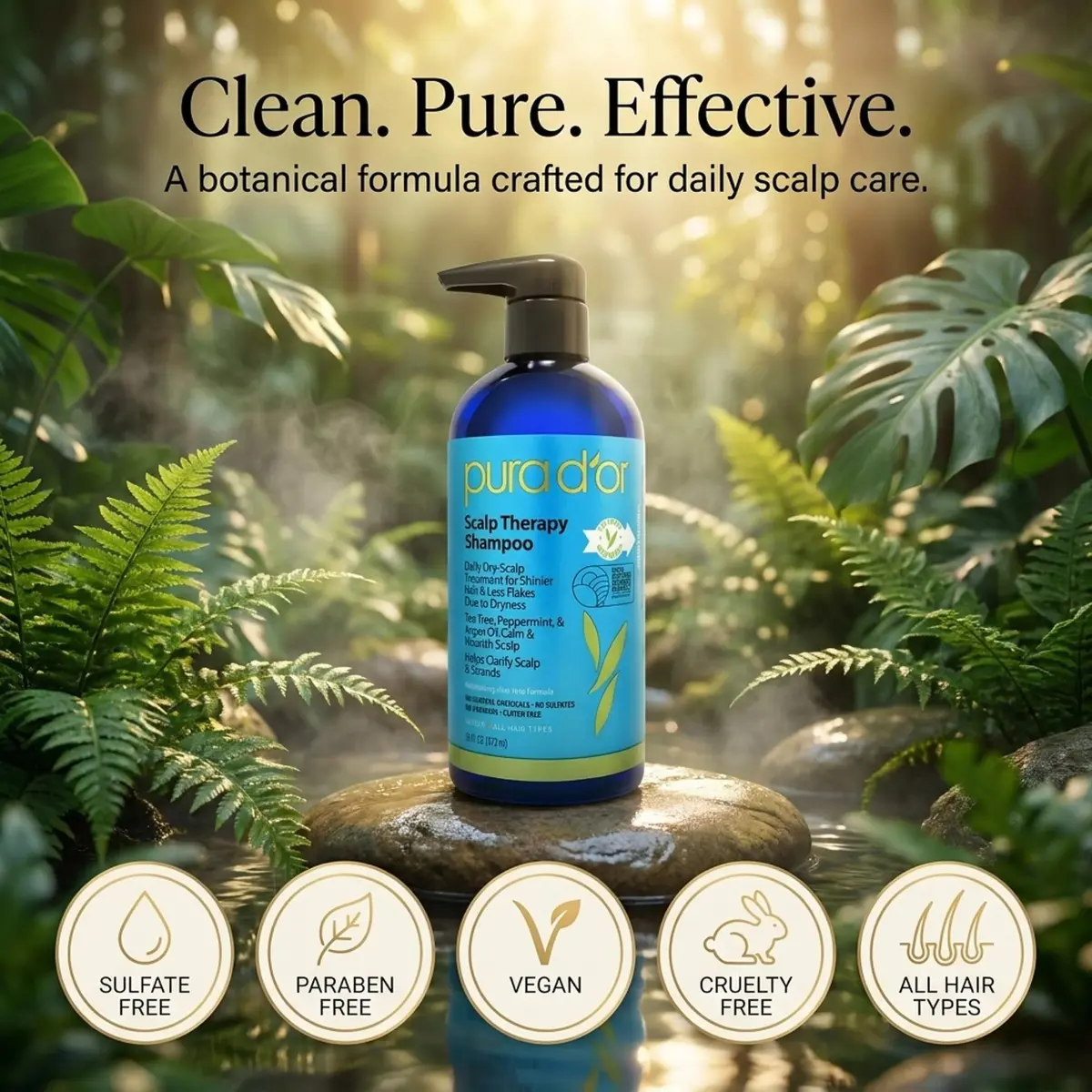 PURA D'OR Scalp Therapy Shampoo for Dryness and Buildup Care 473ml (16 Fl Oz) | Soothes Itchy Scalp - view 6