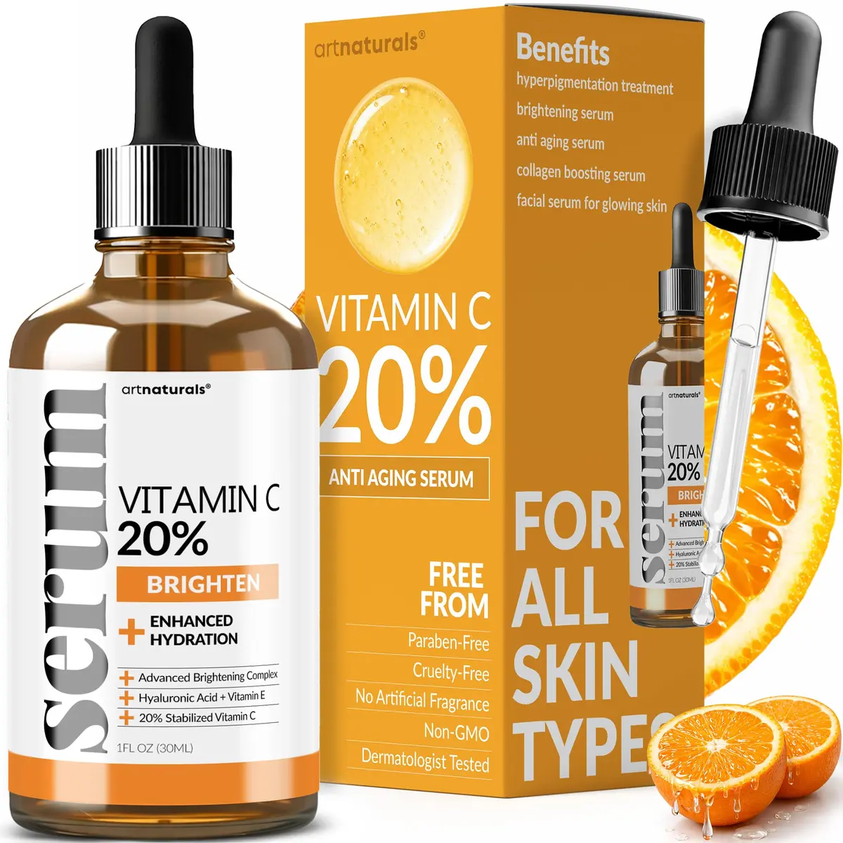 Artnaturals Vitamin C Serum with Hyaluronic Acid 1 fl oz | Anti-Aging & Hydrating - main product image