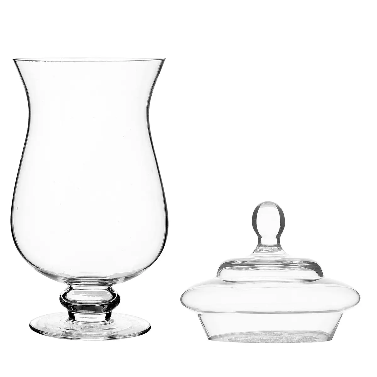 MyGift Clear Glass Apothecary Jars With Lid Footed Vase Set of 3 | Elegant Home Decor - view 7