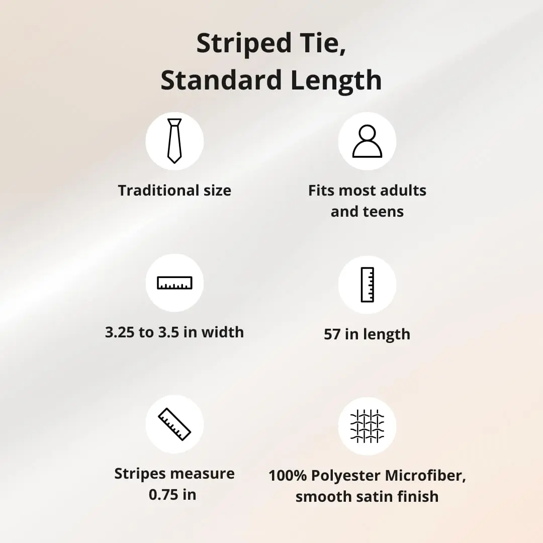 tiemart Striped Tie (Black and Gold) | Classic Pattern, 57" Length, Polyester - view 6