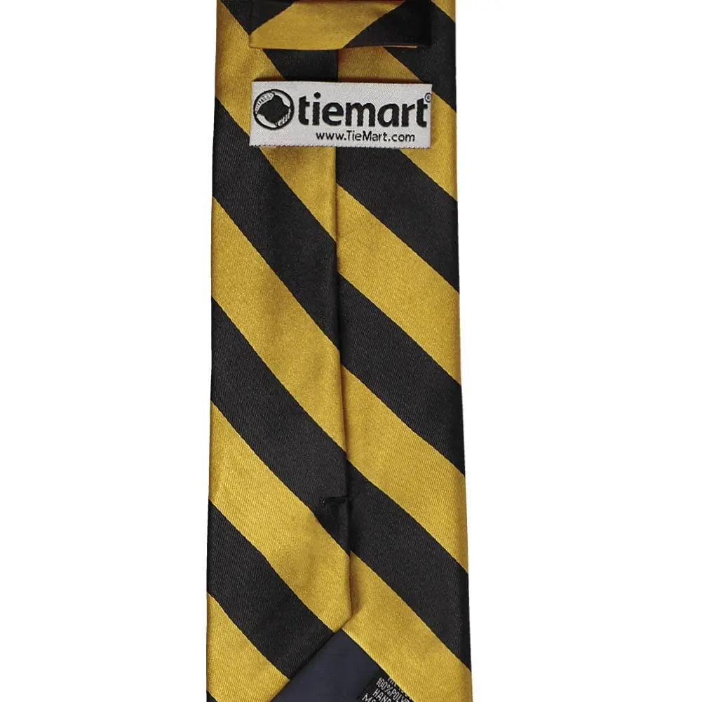 tiemart Striped Tie (Black and Gold) | Classic Pattern, 57" Length, Polyester - view 7
