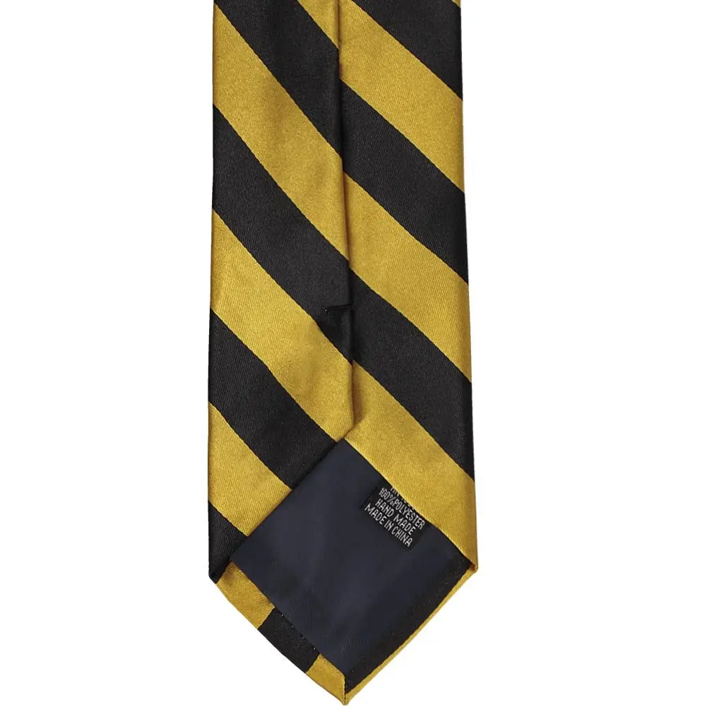 tiemart Striped Tie (Black and Gold) | Classic Pattern, 57" Length, Polyester - view 8