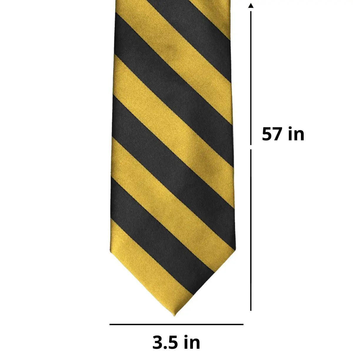 tiemart Striped Tie (Black and Gold) | Classic Pattern, 57" Length, Polyester - view 3