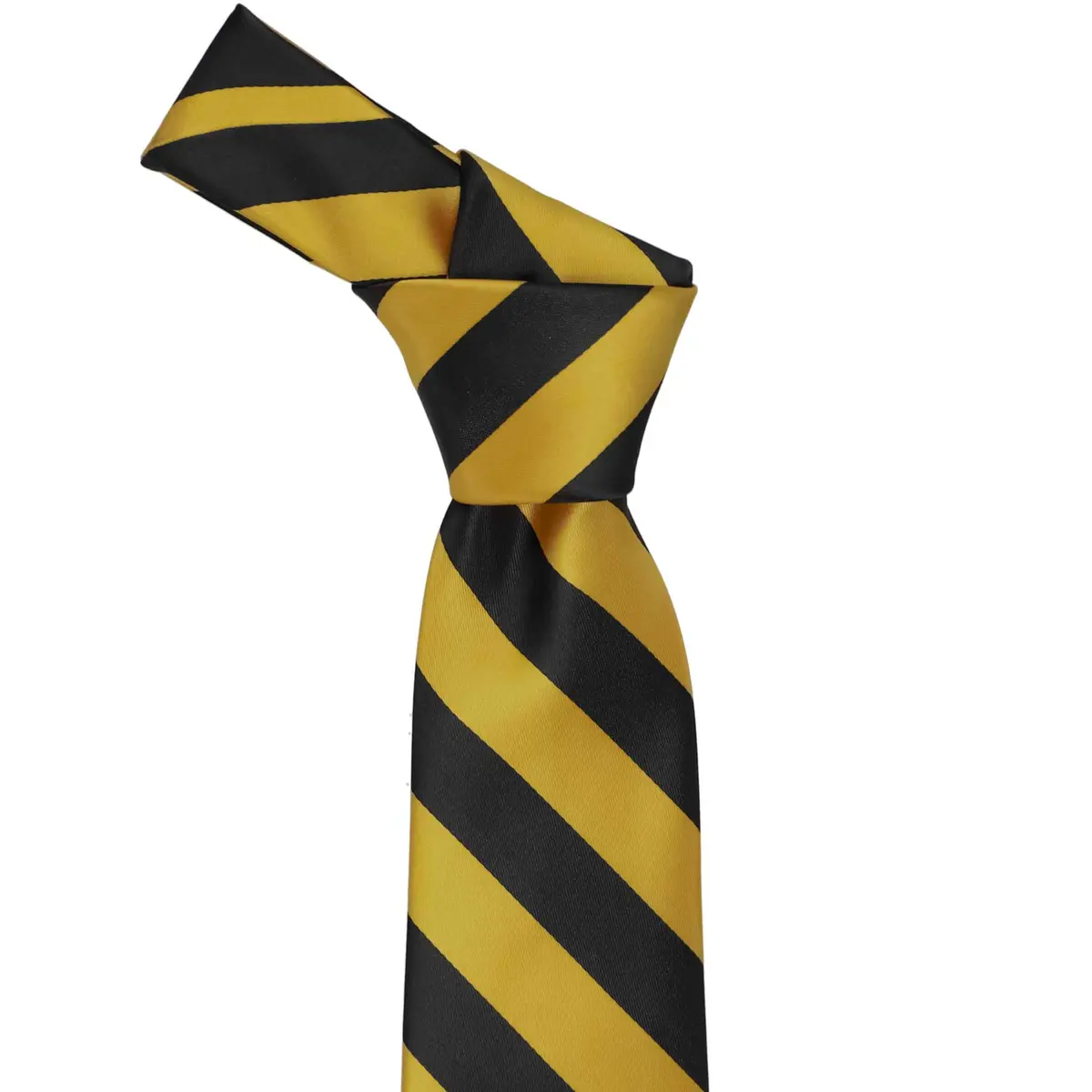 tiemart Striped Tie (Black and Gold) | Classic Pattern, 57" Length, Polyester - view 4