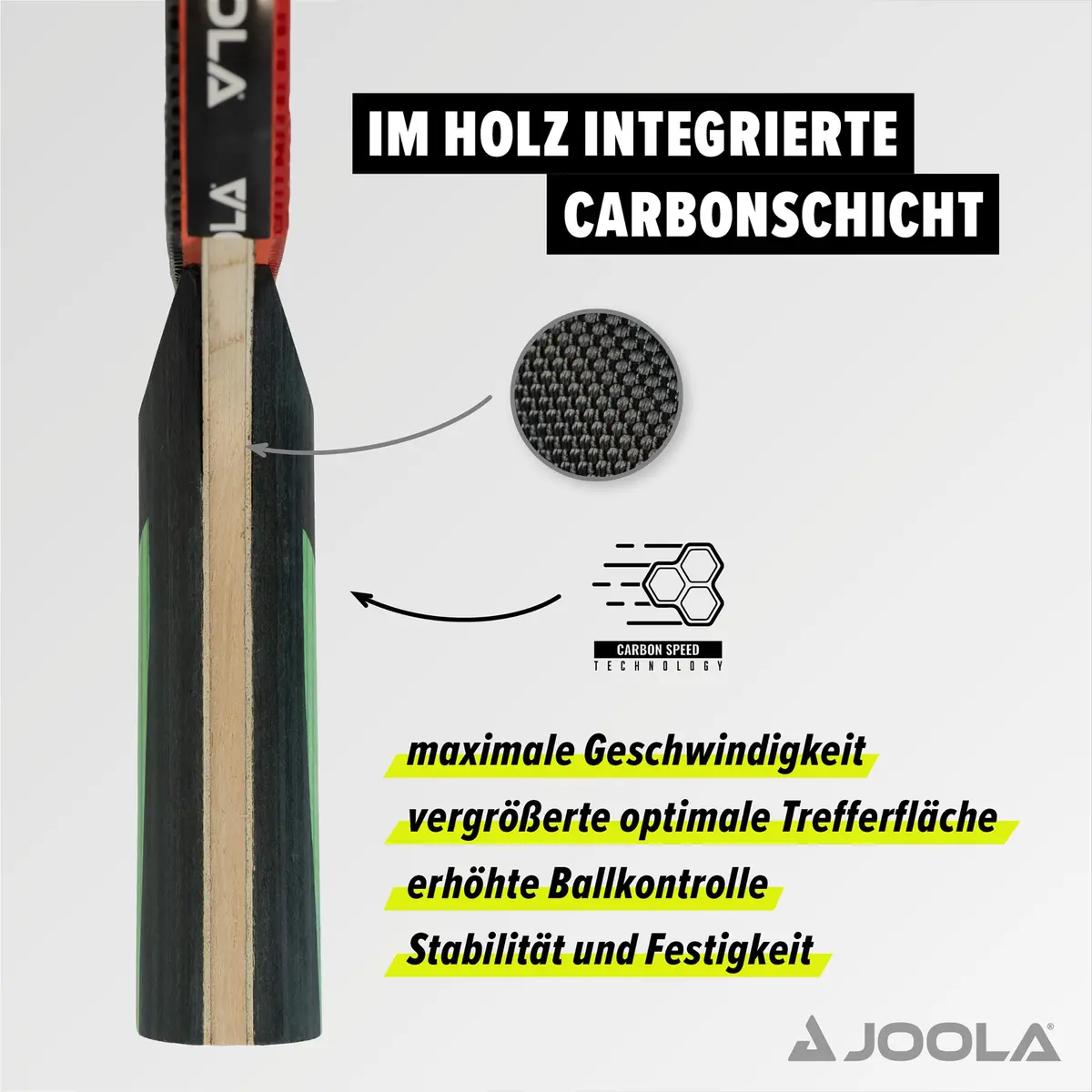 JOOLA Carbon Mega Table Tennis Bat - Multi-Colour | High-Speed Carbon Fiber, ITTF-Approved Rubber, Professional Control (70-120 chars) - view 2