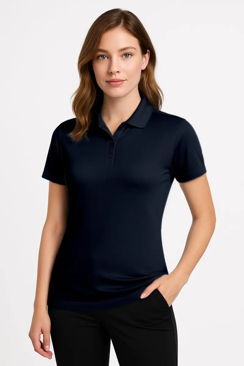 Opna Women's Dry-Fit Golf Polo Shirts 3-Button in Navy | Moisture Wicking & Breathable (70-120 chars) - view 2