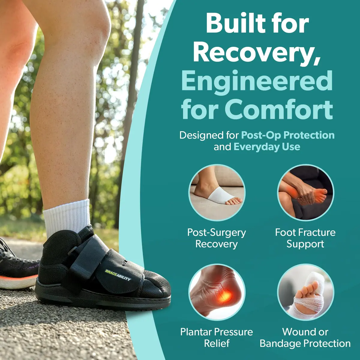 BraceAbility Closed Toe Medical Walking Shoe - Lightweight Post-Op Foot Boot (XL) | Support & Recovery - view 4