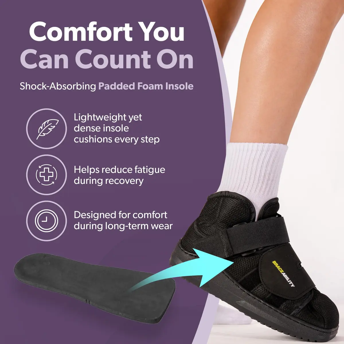 BraceAbility Closed Toe Medical Walking Shoe - Lightweight Post-Op Foot Boot (XL) | Support & Recovery - view 7