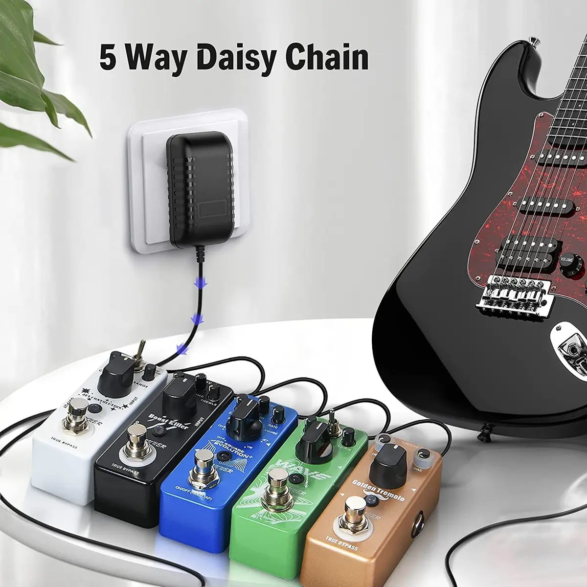 Donner DPA-1 9V DC 1A Power Supply Adapter with 5-Way Daisy Chain Cable | Powers Keyboards & Guitar Pedals - view 7