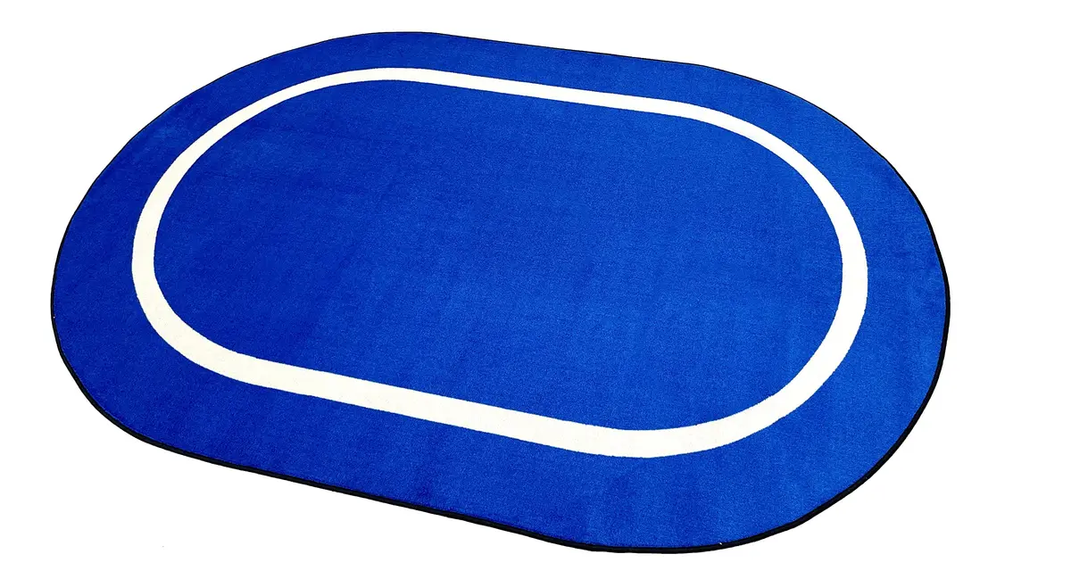 KIDCARPET.COM Montessori Classroom Rug, 4' x 6' Oval, Blue/Crème | Educational Classroom Rug for Kids - main product image