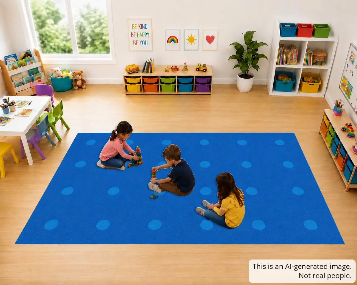 KidCarpet.com Classroom Rug 6' x 8'6" Blue on Blue | Durable Educational Carpet - view 6