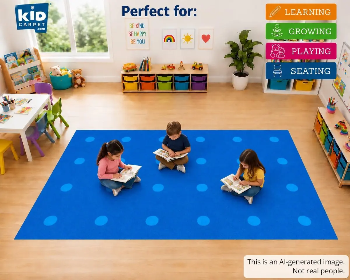 KidCarpet.com Classroom Rug 6' x 8'6" Blue on Blue | Durable Educational Carpet - view 5