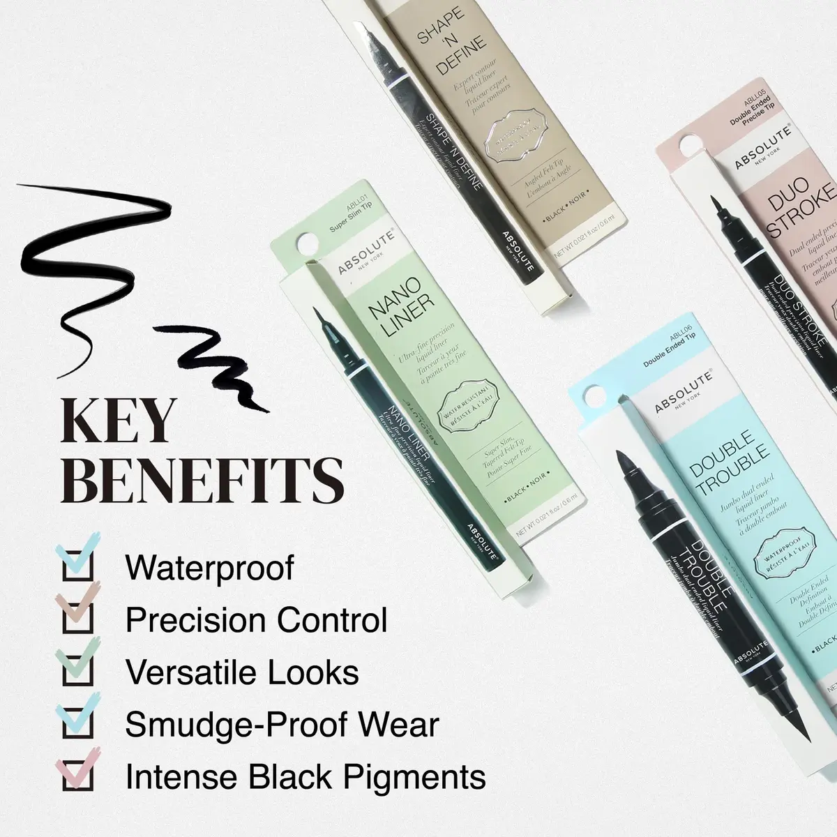 Absolute New York Duo Stroke Slim Angled Double-Ended Eyeliner | Ultra-Fine Precision, Waterproof, All-Day Wear - view 7