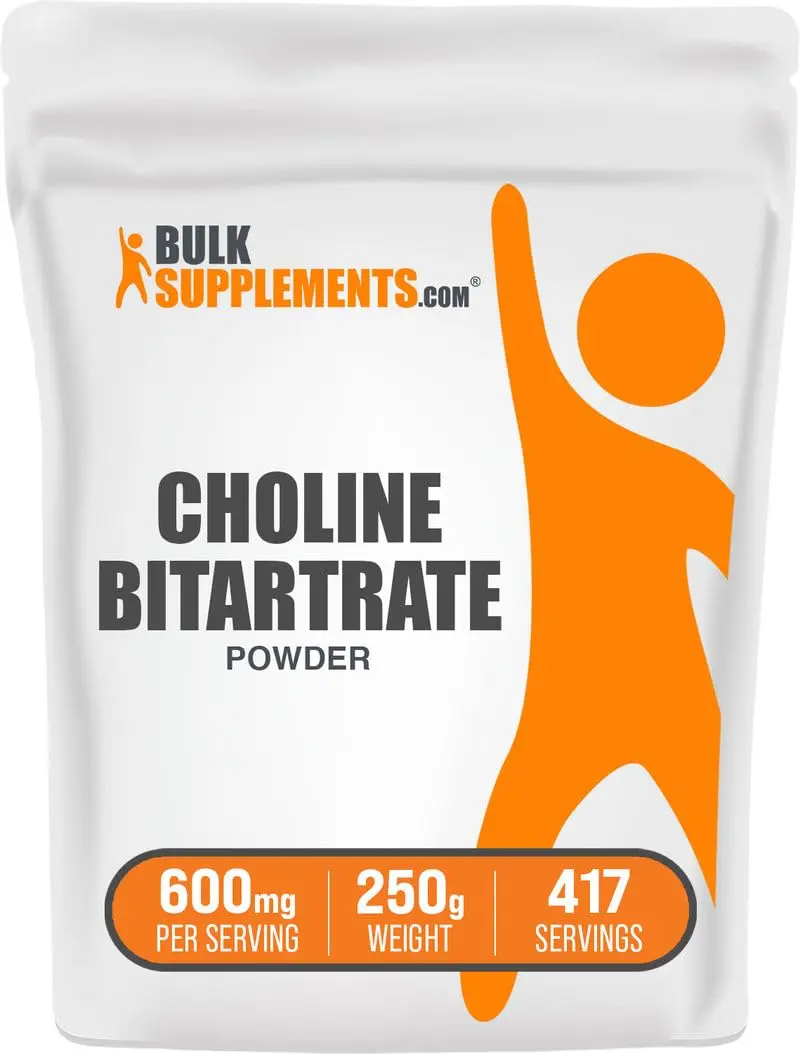 BulkSupplements Choline Bitartrate Powder 250g (8.8 oz) | Supports Overall Health & Cognitive Function - main product image