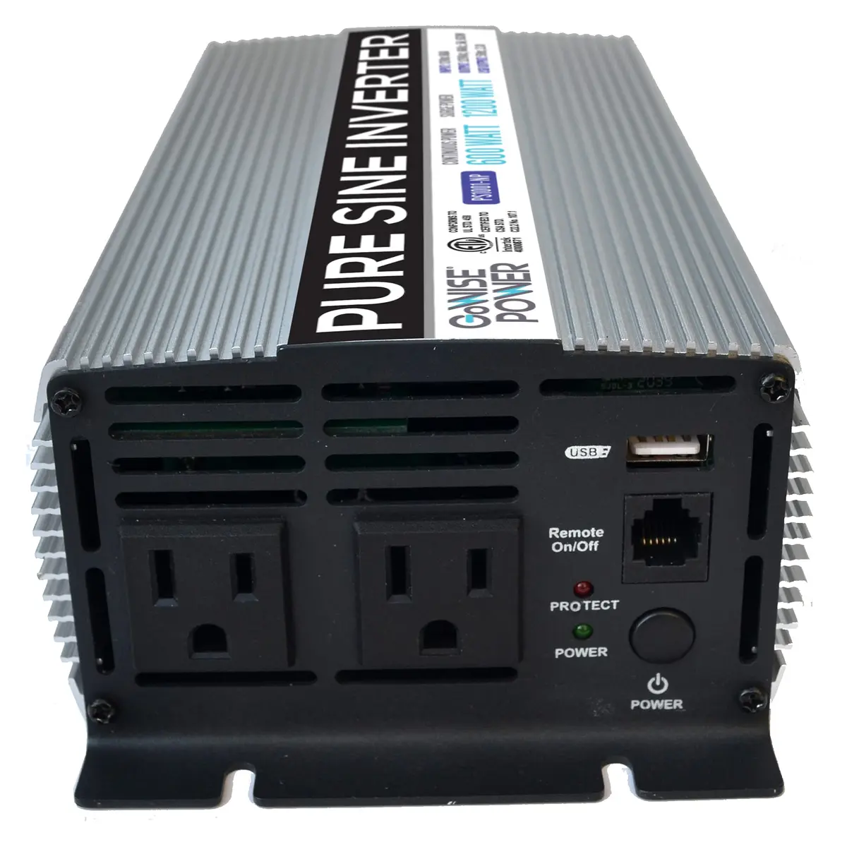 GoWISE Power 600W Pure Sine Wave Inverter 12V DC to 115V AC | Compact, Efficient Emergency Power - view 2