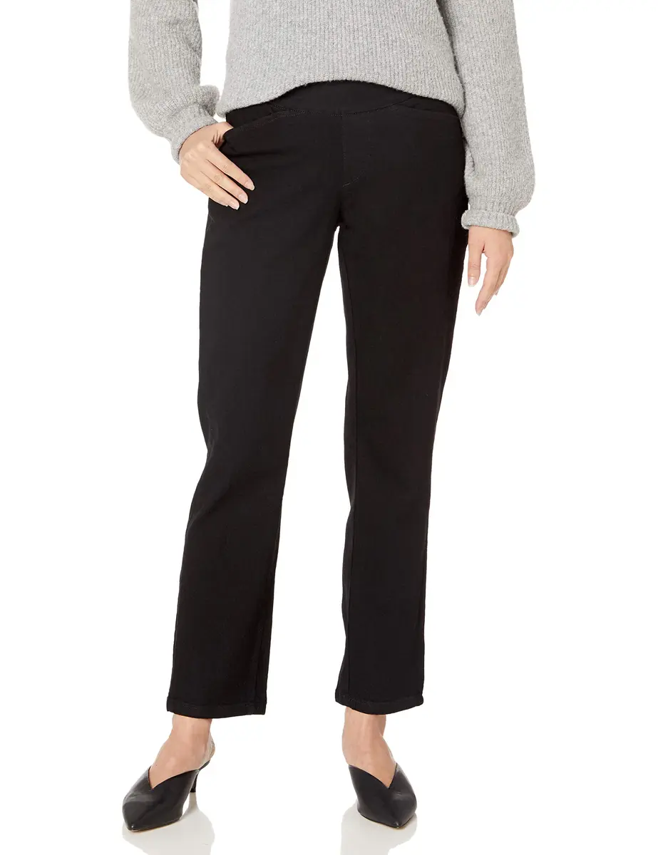 Chic Classic Collection Womens Easy Fit Elastic Waist Jean Leggings Pants | Black Denim, 18 US - main product image