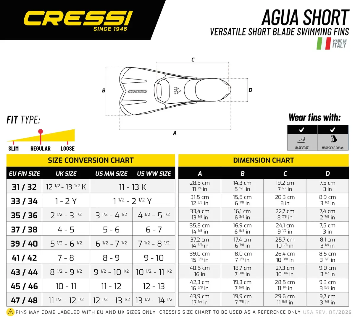 Cressi Agua Short Full Foot Pocket Fins, Blue/Azure, EU 39/40 | Lightweight, Travel-Ready Snorkeling Fins - view 5