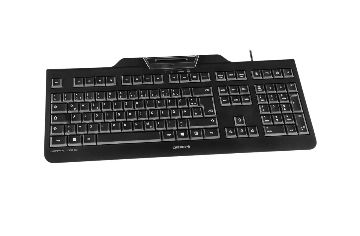 Cherry KC 1000 SC Smartcard Keyboard | Secure Wired Keyboard with Smart Card Reader (EU-Layout - QWERTY, Black) - view 3