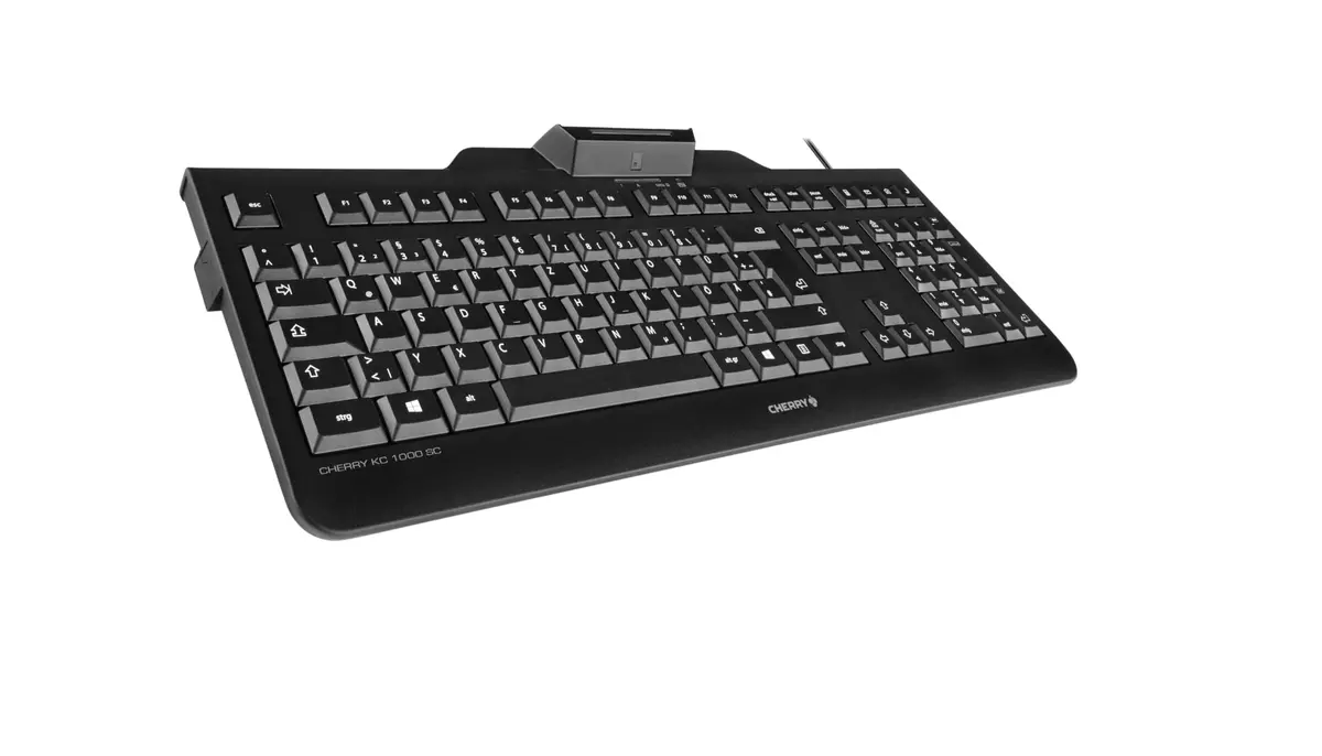 Cherry KC 1000 SC Smartcard Keyboard | Secure Wired Keyboard with Smart Card Reader (EU-Layout - QWERTY, Black) - view 4
