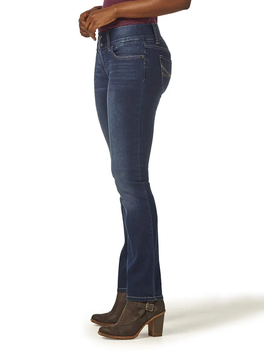 Riders Women’s Pull-On Waist Smoother Straight-Leg Jean,Polar Drift,16 Petite | Cotton & Spandex Stretch Denim - view 2