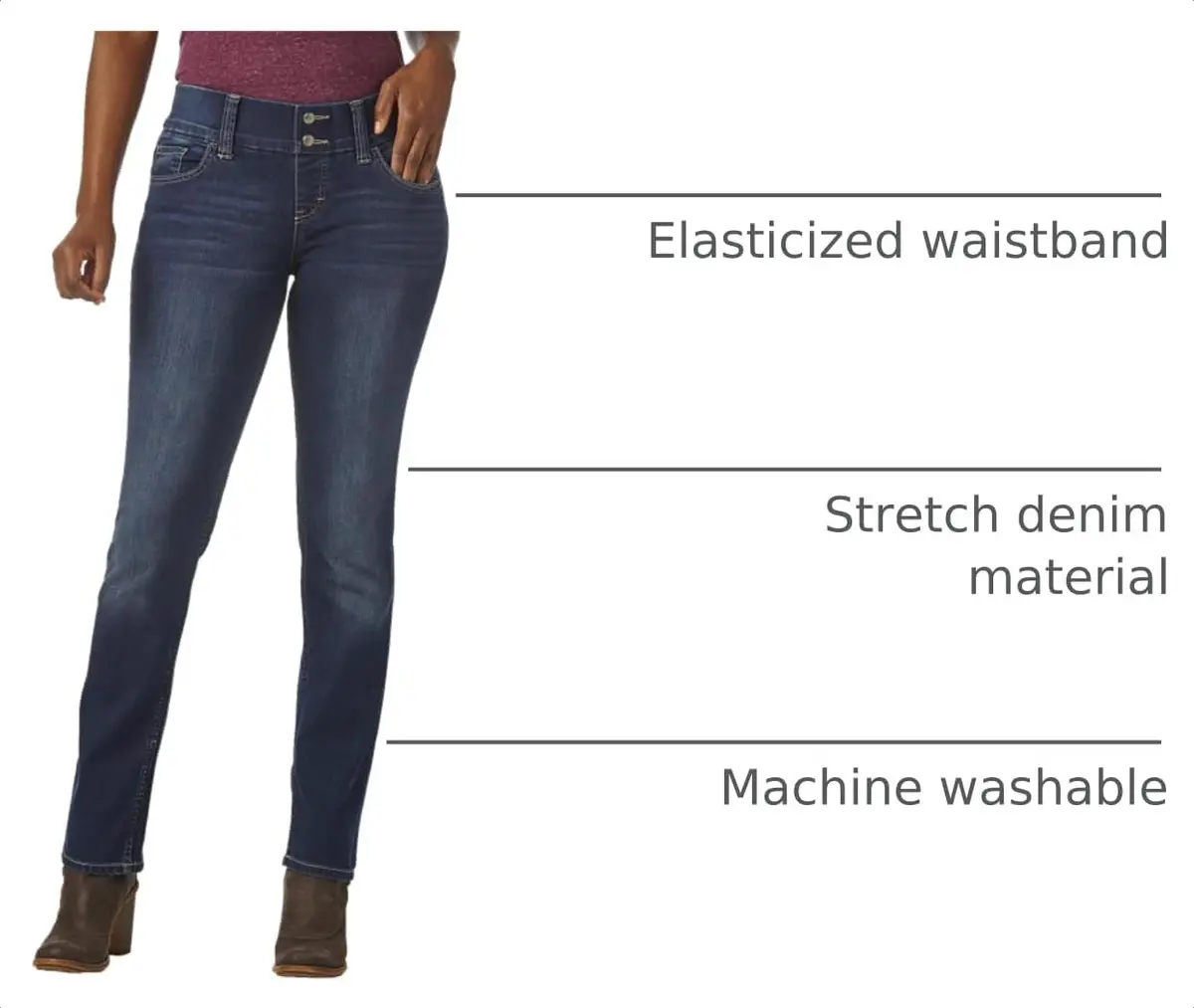 Riders Women’s Pull-On Waist Smoother Straight-Leg Jean,Polar Drift,16 Petite | Cotton & Spandex Stretch Denim - view 3