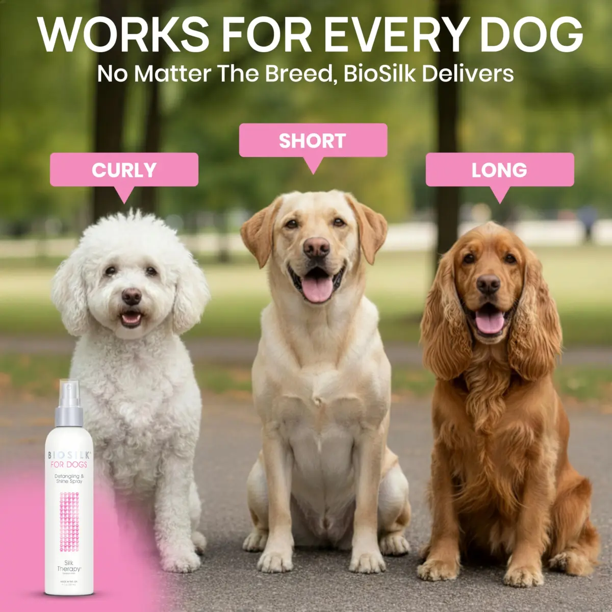 BioSilk for Dogs Silk Therapy Detangling and Shine Spray 237ml (8 Fl Oz) | pH Balanced Leave-In Mist for Dematting - view 4
