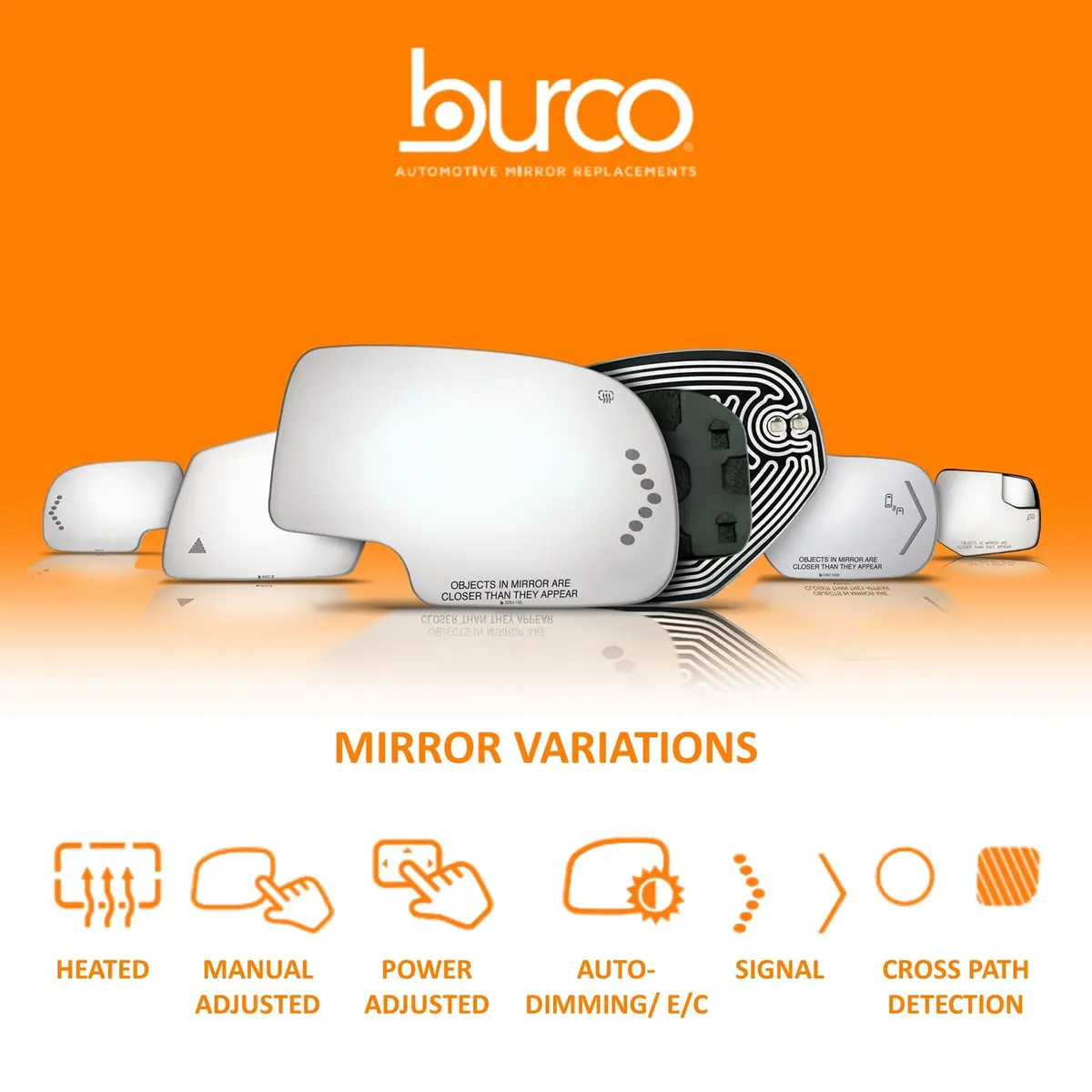 Burco 4432 Flat Driver Side View Non-Heated Mirror Glass | OEM# 87611R300 Fits Hyundai Accent 2011-2017 - view 8