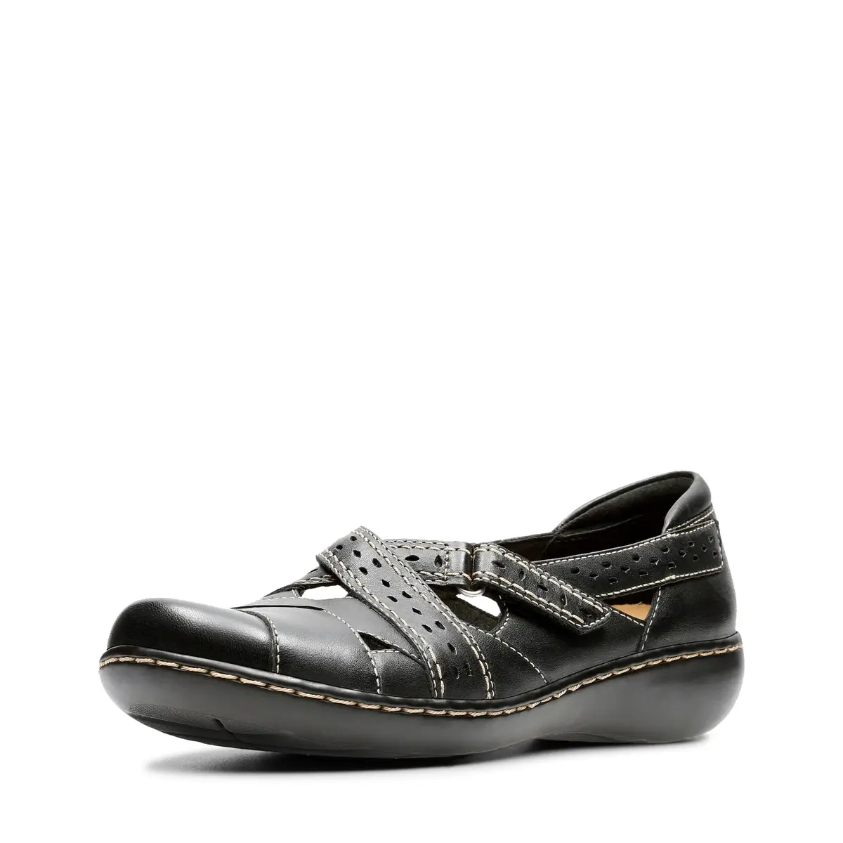 Clarks Women's Ashland Spin Q Loafer Leather Black 8 W US | Lightweight Comfort & Classic Style - main product image